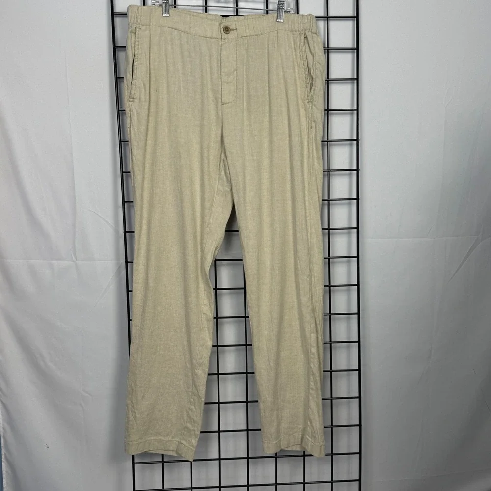 Tommy‎ Bahama Linen Blend Casual Pants  Mens XL Beige Resortwear Beach Coastal